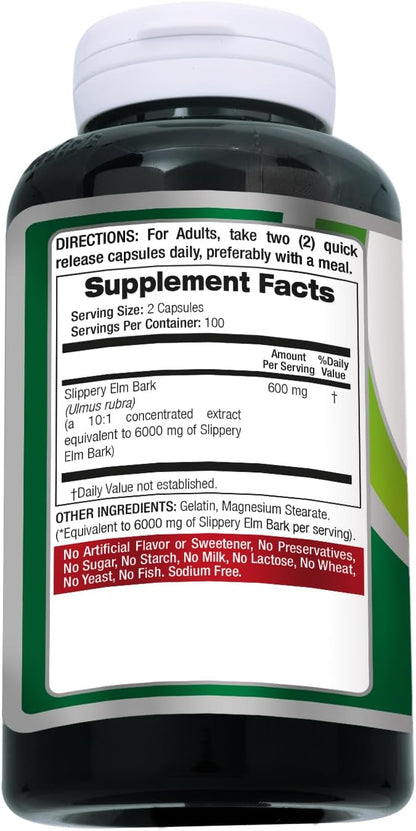 FITO MEDIC'S Lab Slippery Elm Bark Supplement, 200 Capsules
