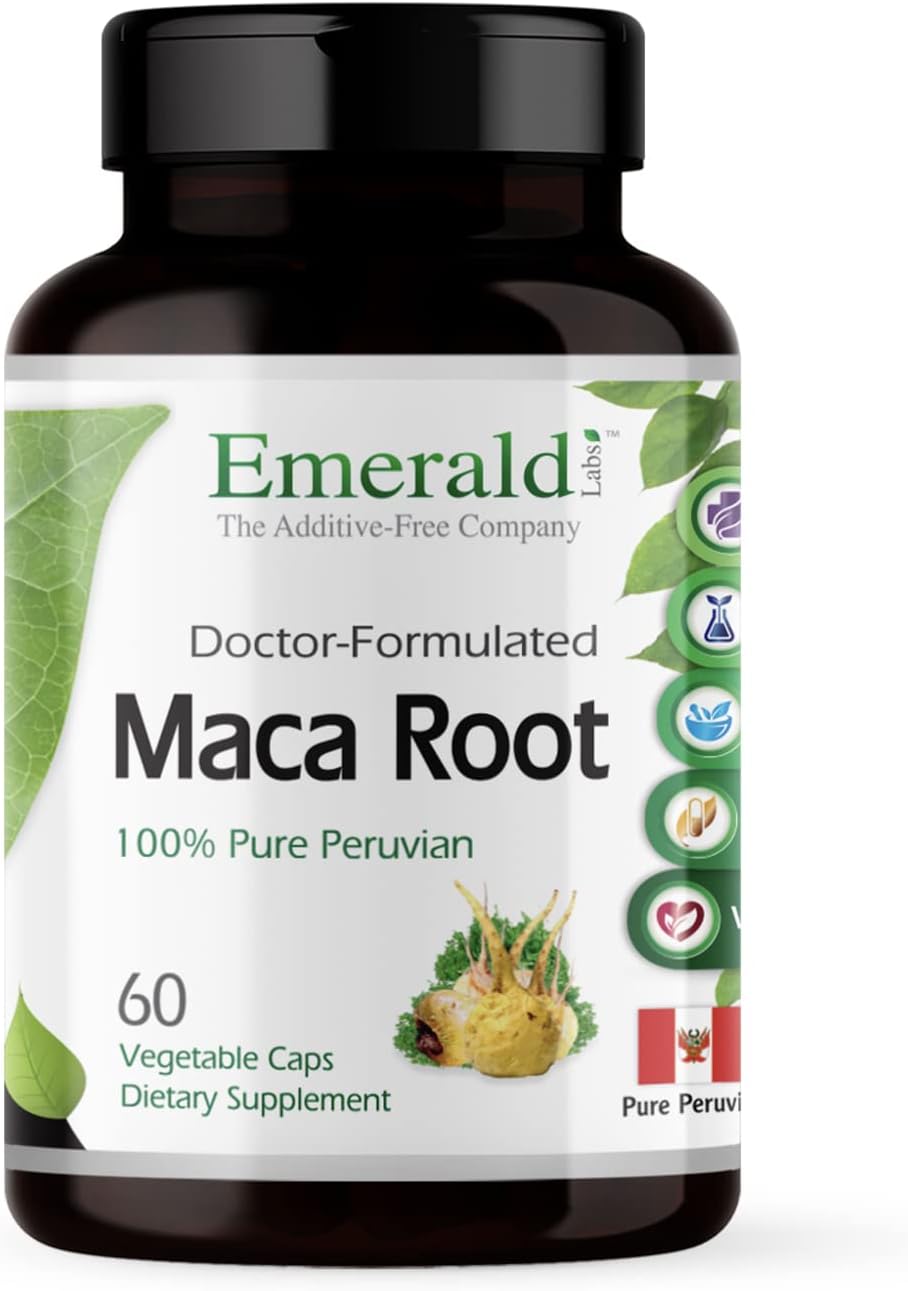 Emerald Laboratories Maca Root - 100% Pure Peruvian Maca Root, 60 Vegetable Capsules – Image 1