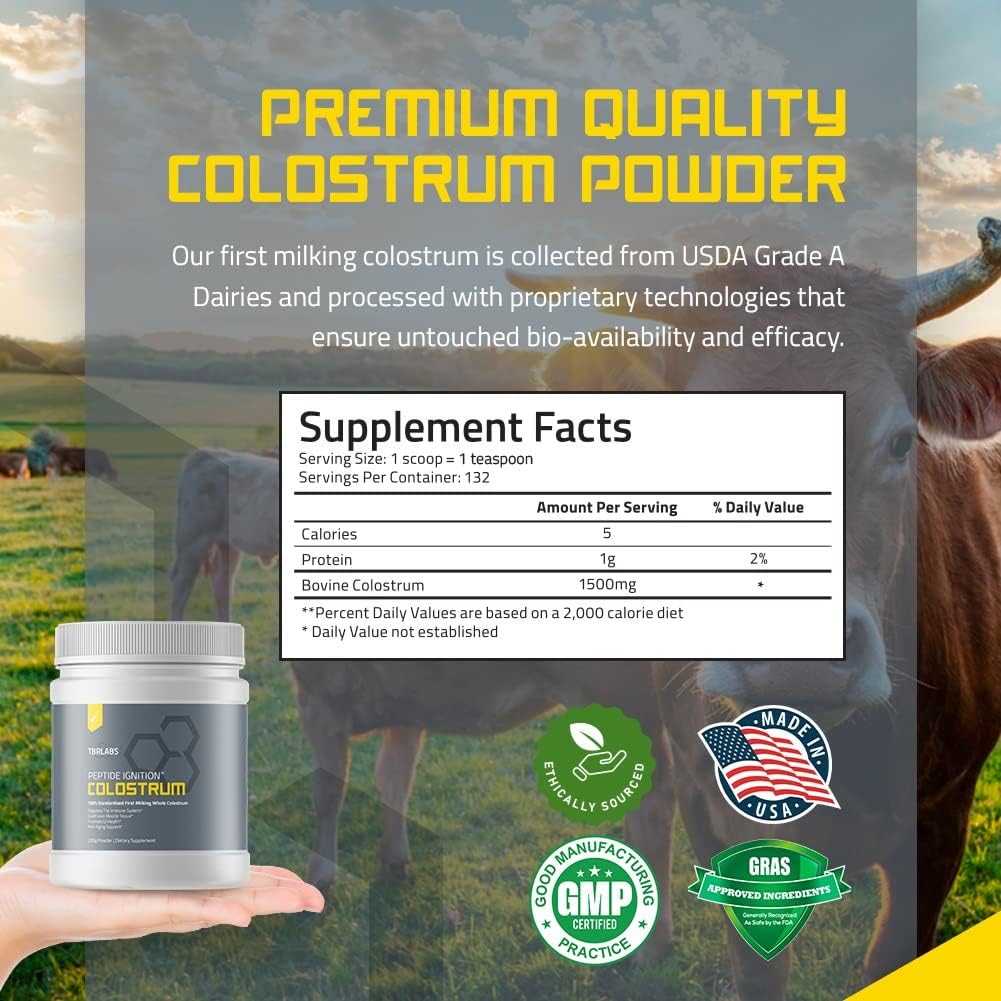 TBR Labs Colostrum Powder, Grass Fed, First Milking, 200g (132 Servings) - görsel 7