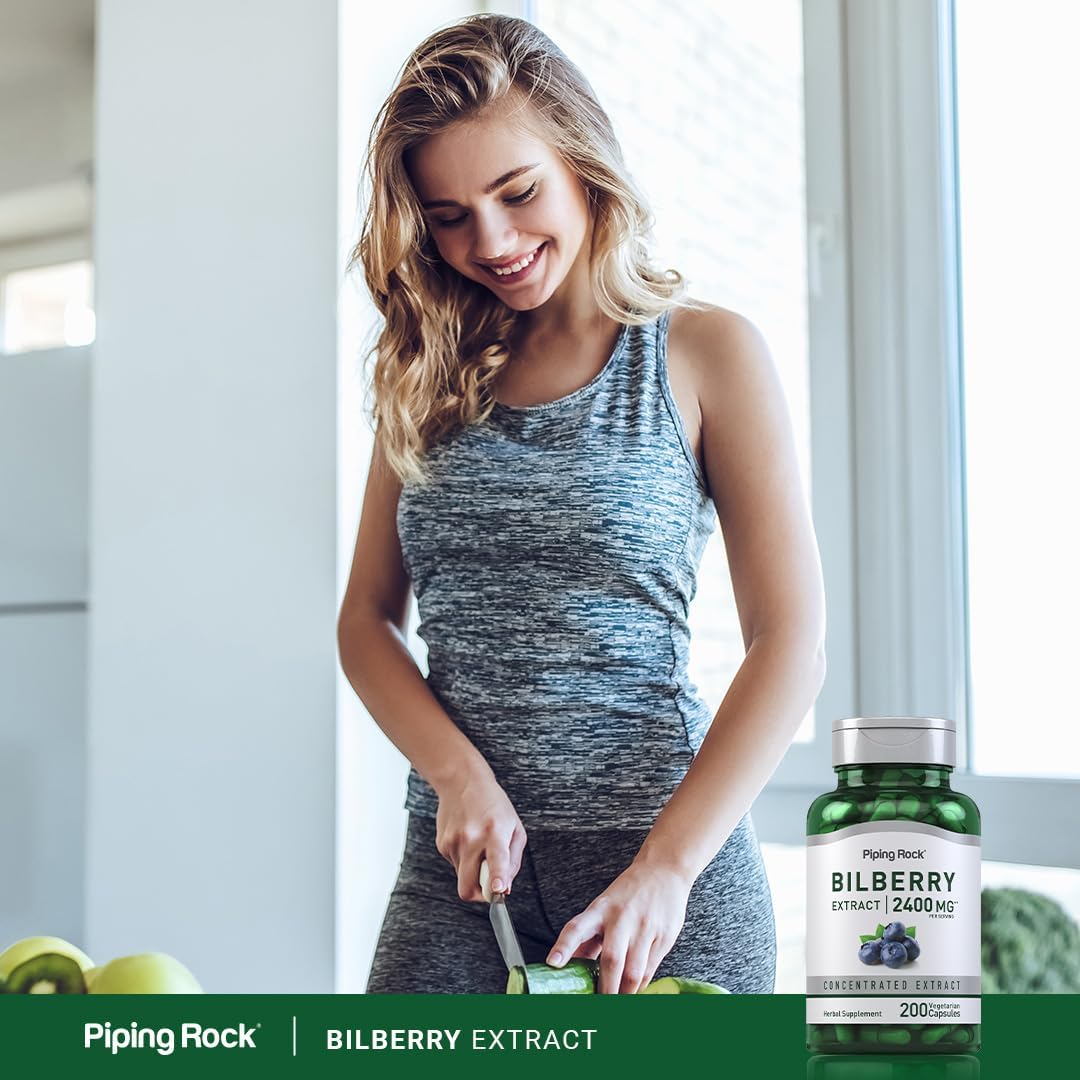 Piping Rock Bilberry Extract, 2400 mg per Serving, 200 Vegetarian Capsules - görsel 6