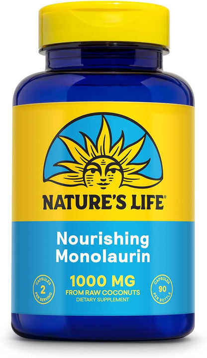 Nature's Life Monolaurin 1000 mg - Immune Support and Gut Health, 90 Vegetarian Capsules