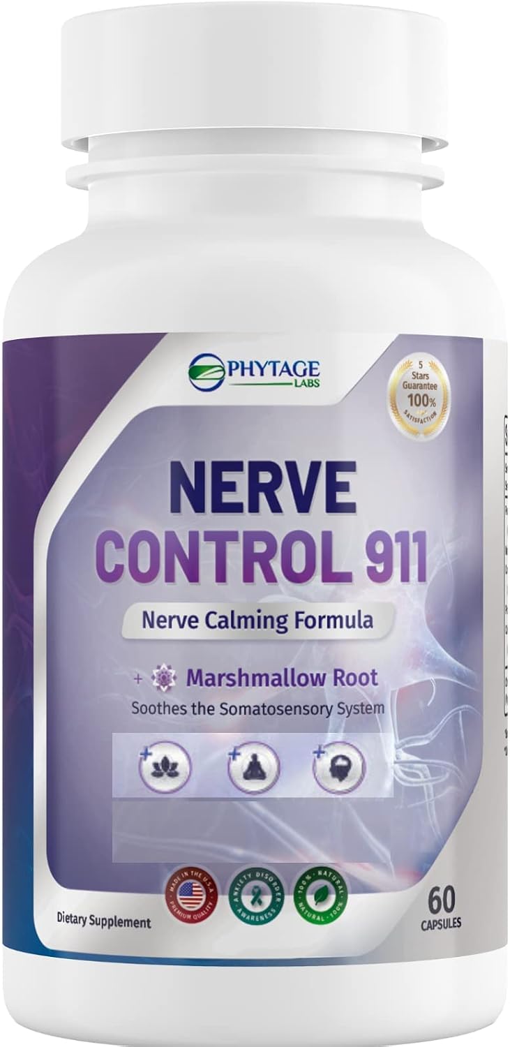 Phytage Labs Nerve Control 911 – Herbal Nerve Support Supplement – 60 Capsules - görsel 1