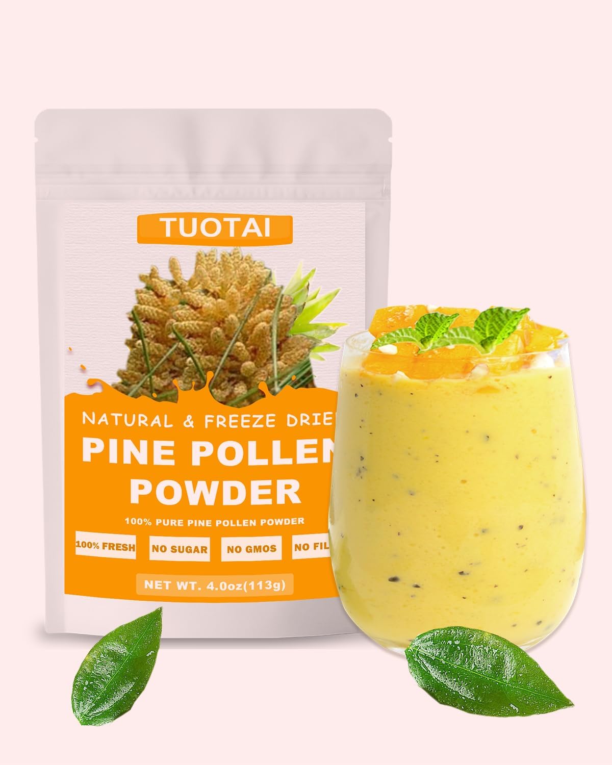 TUOTAI Premium Pine Pollen Powder, 100% Natural, Vegan, Non-GMO - görsel 5