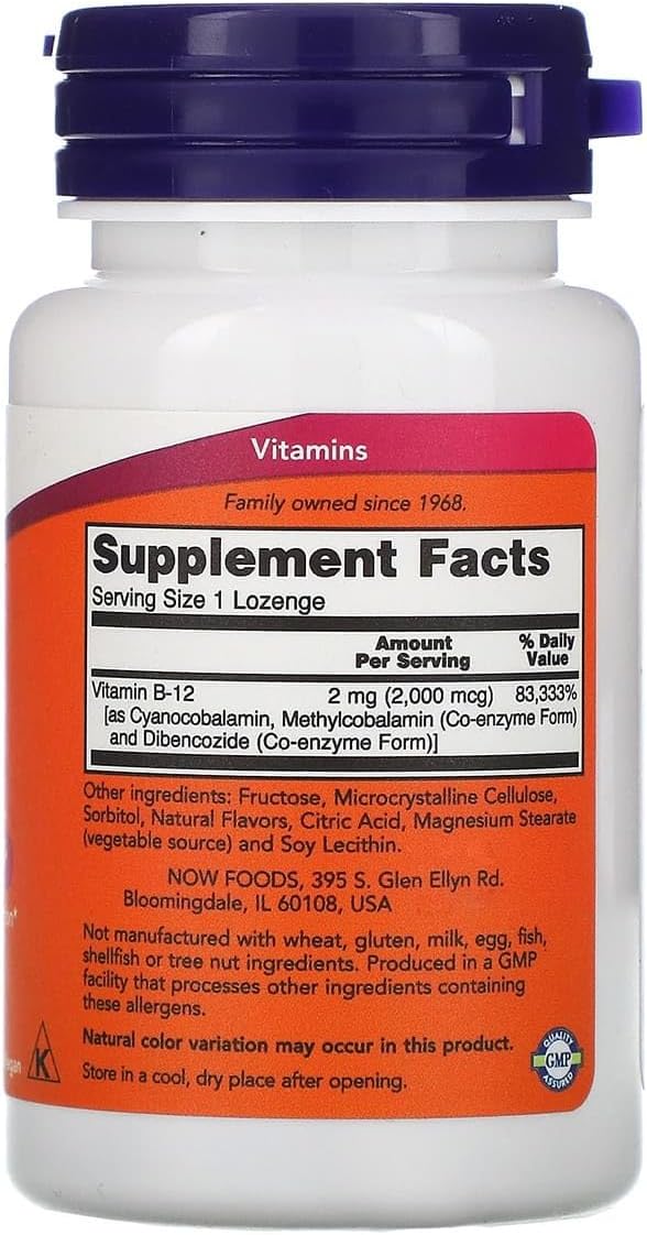 NOW Foods B-12 2,000 mcg Lozenges - görsel 2