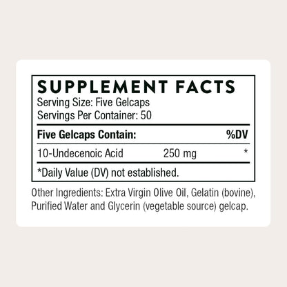 THORNE Undecylenic Acid – Fatty Acid Support for Gut and Vaginal Flora – 250 Softgels