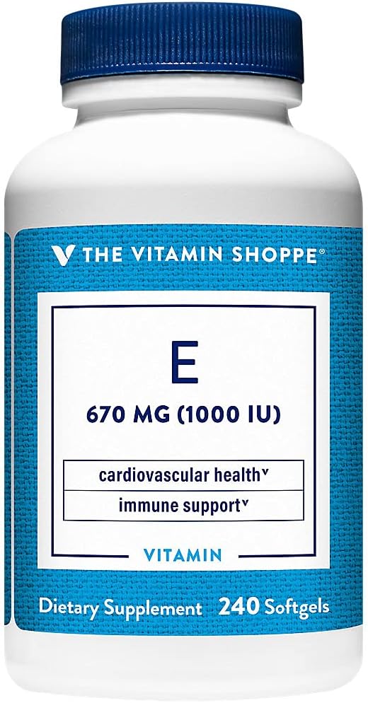 The Vitamin Shoppe Vitamin E 1,000 IU – Antioxidant Support for Skin Health & Cell Protection, Daily Vitamin (240 Softgels) - görsel 1