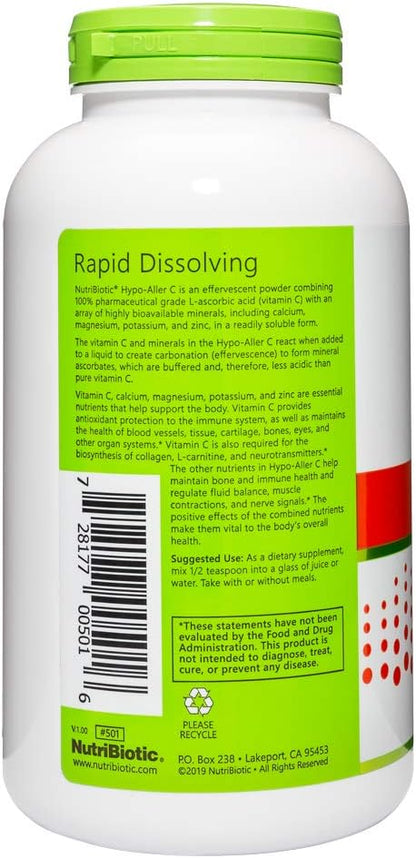 NutriBiotic Hypo-Aller C Powder – Vitamin C & Minerals, 454 g (1300 mg per serving)