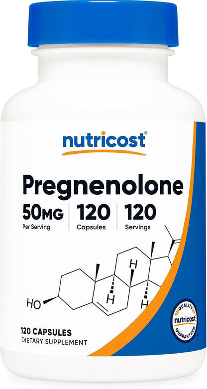 Nutricost Pregnenolone 50mg, 120 Capsules – Non-GM, Gluten-free, Vegetarian Capsules
