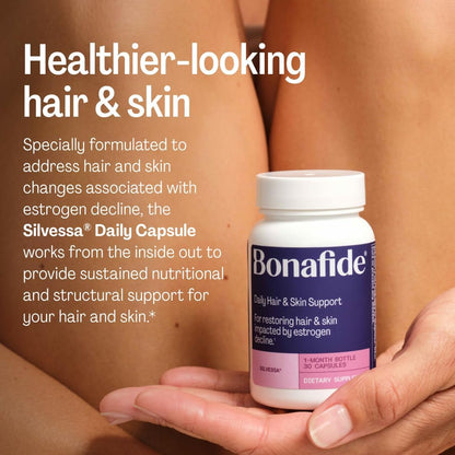 Bonafide Silvessa Hair and Skin Support Capsules – Hormone-Free Daily Nourishment for Menopause – 90 Day Supply