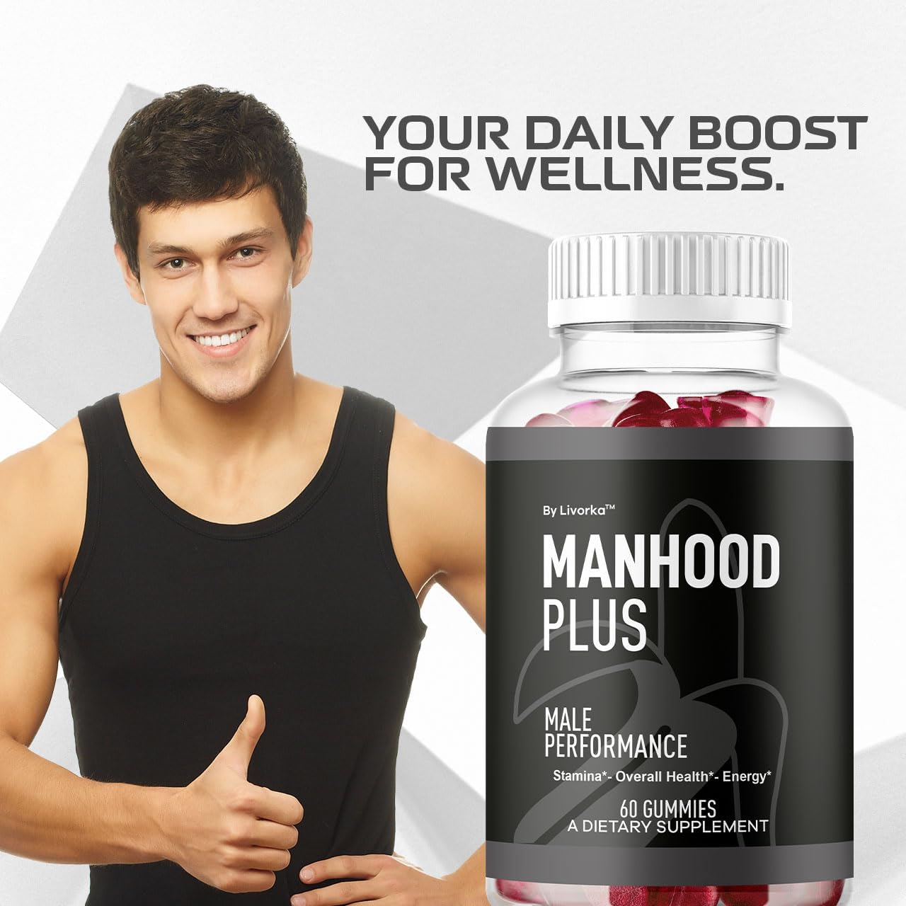Manhood Plus Gummies for Men - 1050mg Gummy (60 Gummies) - görsel 5