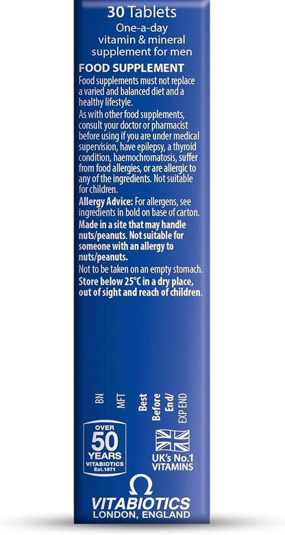 Vitabiotics Wellman Original Multivitamin & Mineral Food Supplement - 30 Vegetarian Tablets