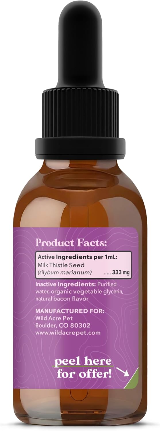 Wild Acre Milk Thistle for Dogs - Maximum Strength Liver Support - Natural Bacon Flavour - 2 fl oz (60 ml) - görsel 3