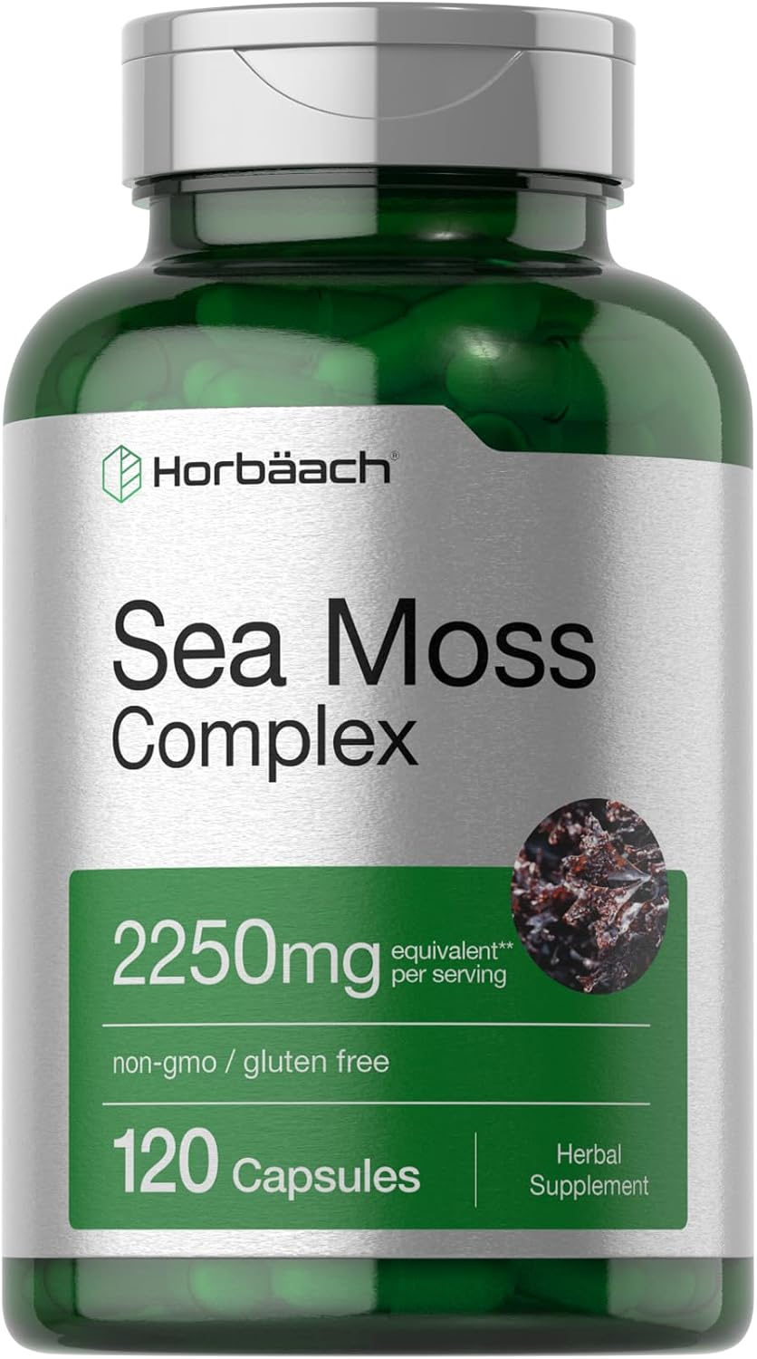 Horbäach Sea Moss Capsules | 120 Capsules | Complex Formula with Bladderwrack & Burdock Root | Non-GMO & Gluten-free Supplement - görsel 1