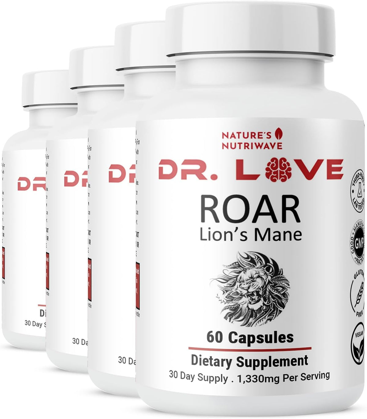 Dr. Love ROAR Lion's Mane – Cordyceps & Reishi – 60 Capsules, 1 Month Supply - görsel 6