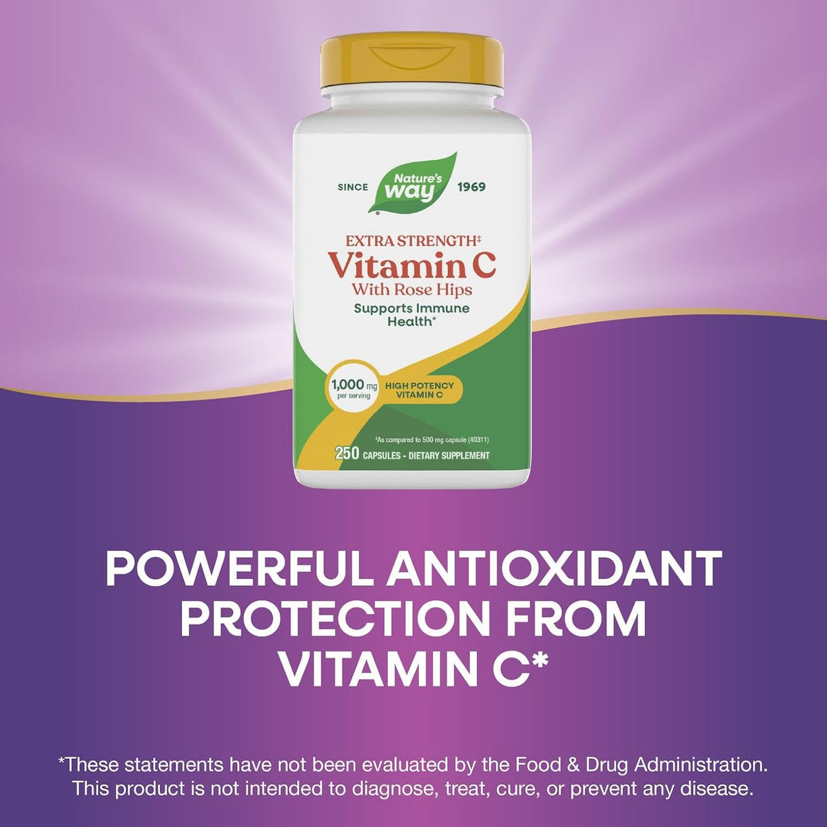 Nature's Way Vitamin C with Rose Hips Extra Strength, 1000 mg, 250 Capsules - görsel 4