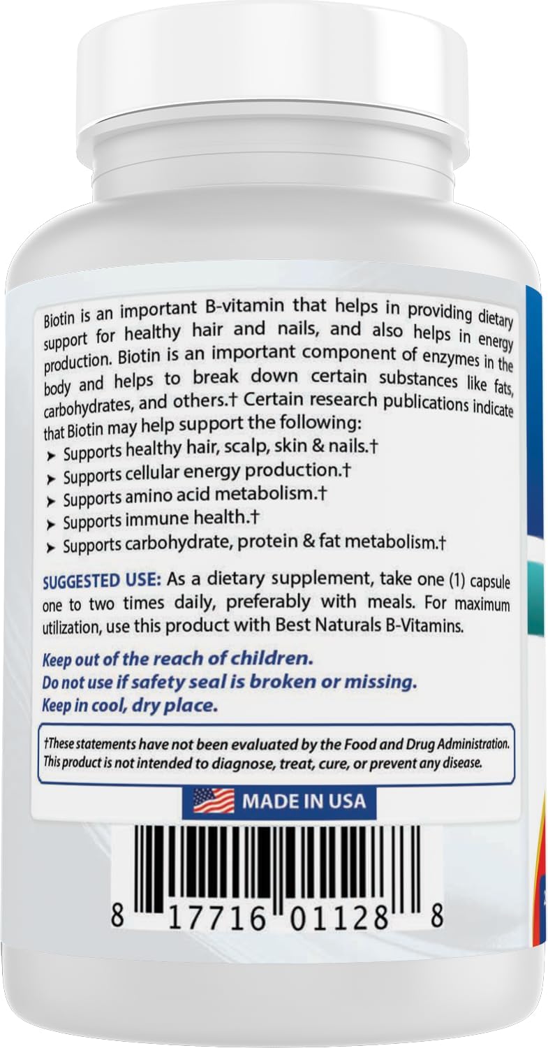 Best Naturals High Strength Biotin 10,000 mcg, 200 Capsules - görsel 7
