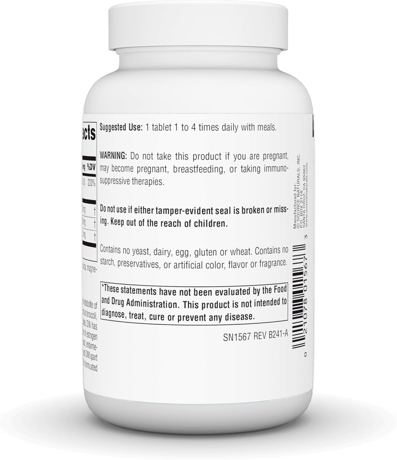 Source Naturals DIM, Diindolylmethane 100mg with BioPerine, Vitamin E & More - 120 Tablets - görsel 3