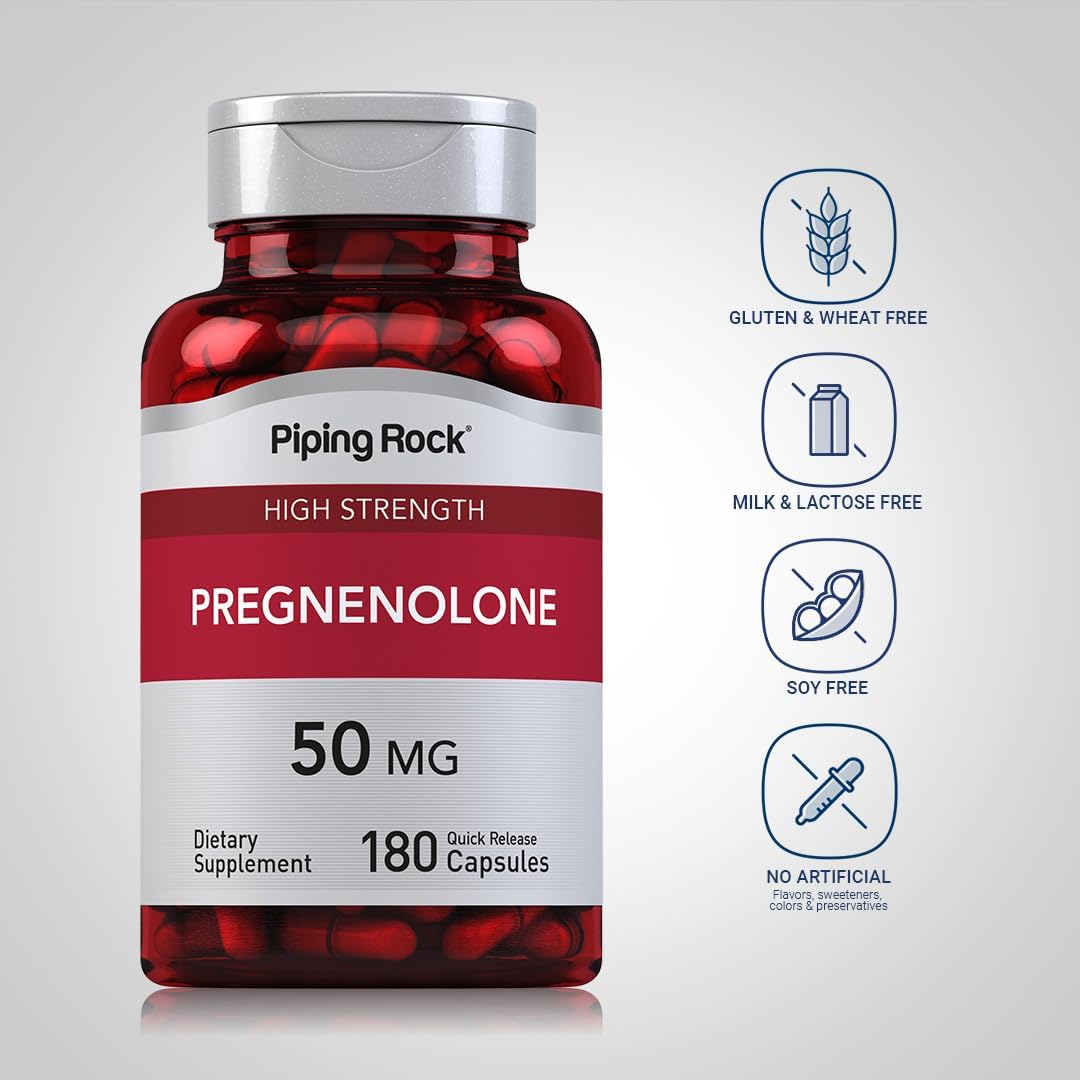 Piping Rock Pregnenolone 50 mg, 180 Capsules | Hormone Support Supplement - görsel 3