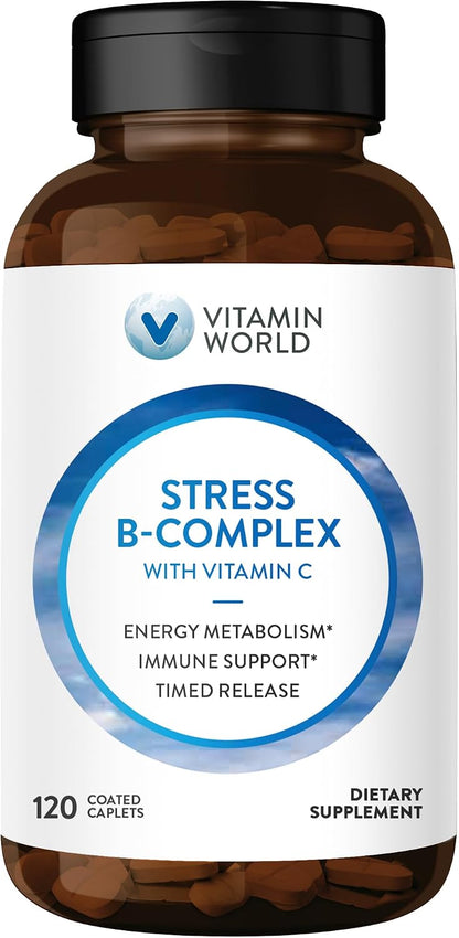 Vitamin World Stress B Complex with Vitamin C, Timed Release, 120 Tablets