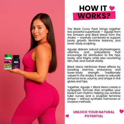 Maximum Booty Growth – Aguaje + Black Maca Capsules for Women – Glute Volume Enhancer
