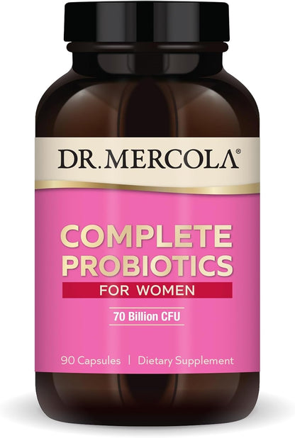 Dr. Mercola Complete Probiotics for Women - Supports Gut, Vaginal and Immune Health - Contains Lactobacillus Strains - Non-GMO, Gluten-Free & Soya-Free - 90 Capsules (90 Servings)