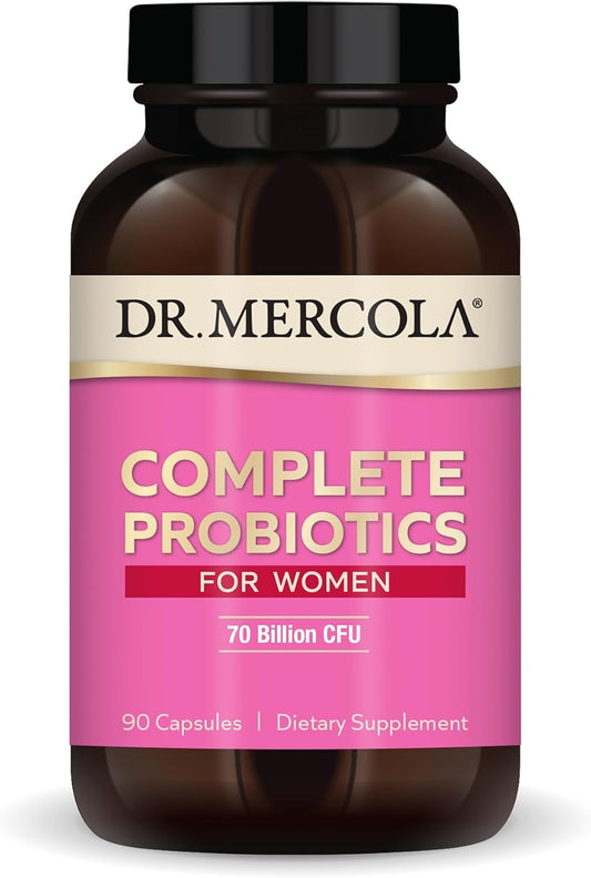 Dr. Mercola Complete Probiotics for Women - Supports Gut, Vaginal and Immune Health - Contains Lactobacillus Strains - Non-GMO, Gluten-Free & Soya-Free - 90 Capsules (90 Servings)