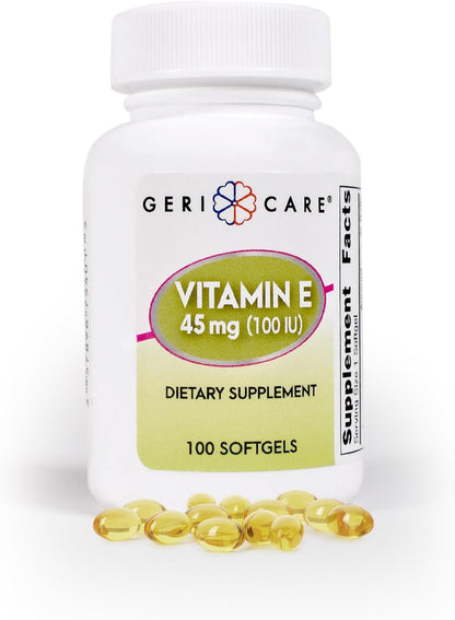 GeriCare High-Potency Vitamin E Capsules – 400 IU for Skin and Immune Support, 180 mg | 100 Count