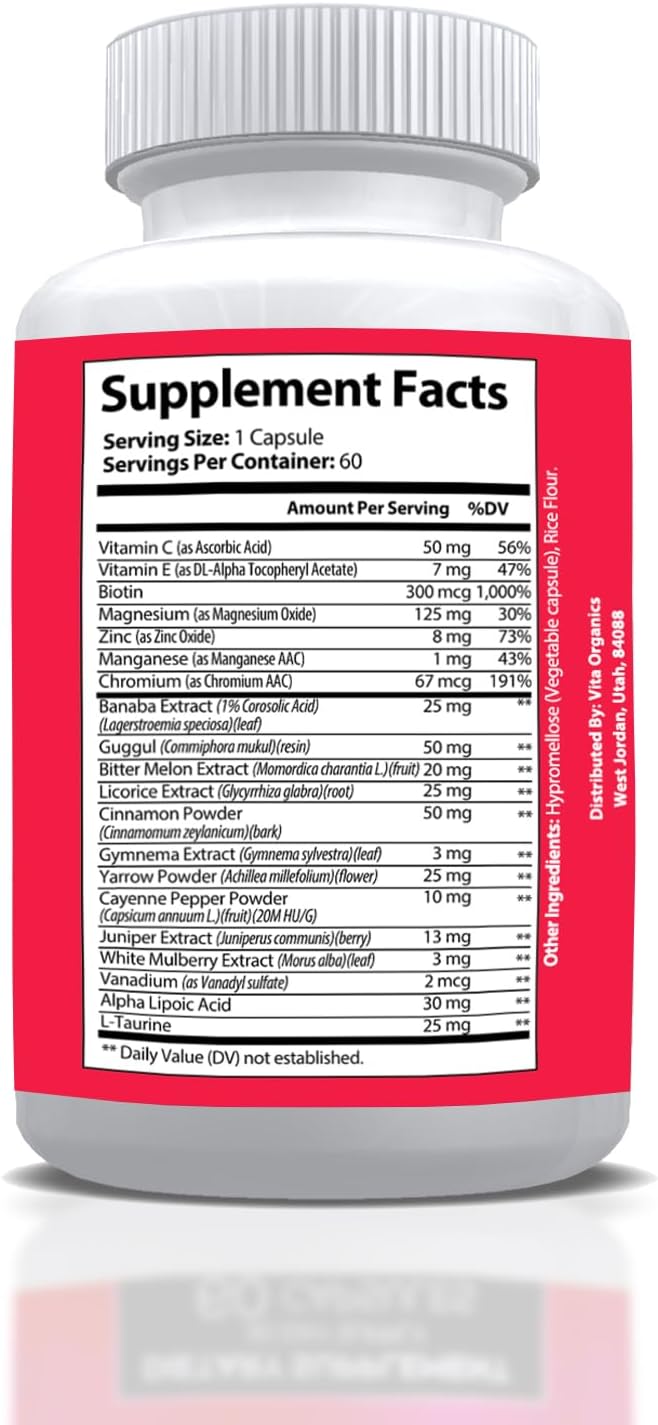 Sugar Shield - Advanced Sugar Support Food Supplement with Biotin, Chromium & Herbs - 60 Vegan Capsules - görsel 6