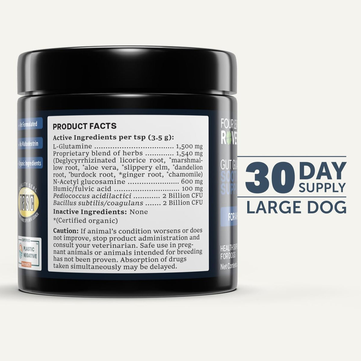 Four Leaf Rover Gut Guard - Dog Probiotics, Prebiotics and Organic Herbs for Gut Health and Immune Support - 30 Day Large Dog Supply - görsel 6