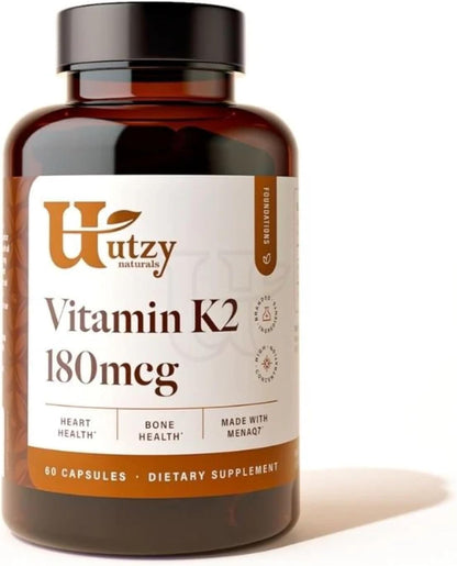 Utzy Naturals Vitamin K2 - 180 mcg MenaQ7 - 60 Capsules