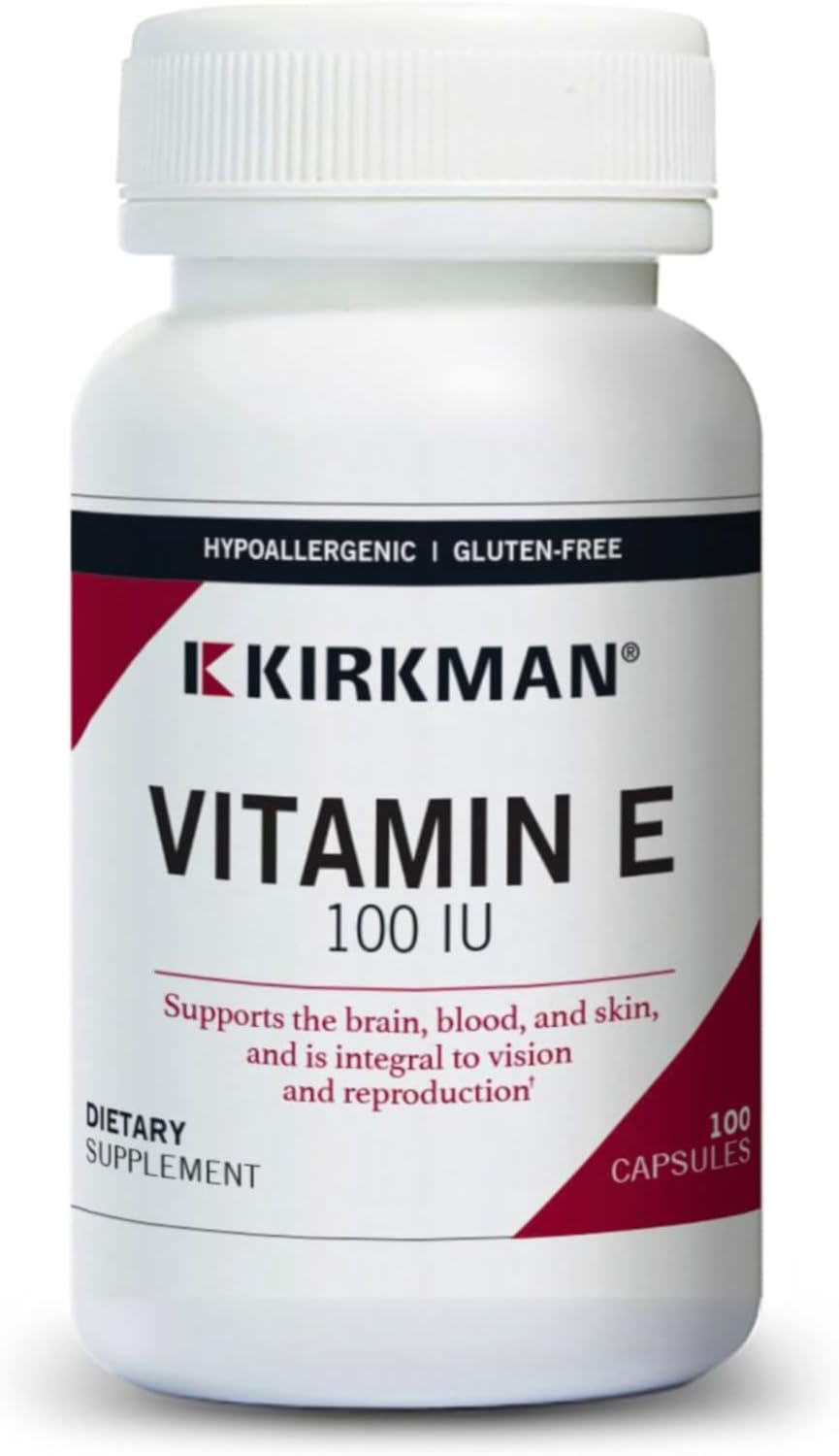 Kirkman Vitamin E 100 IU – Hypoallergenic, 100 Vegetarian Capsules - görsel 1