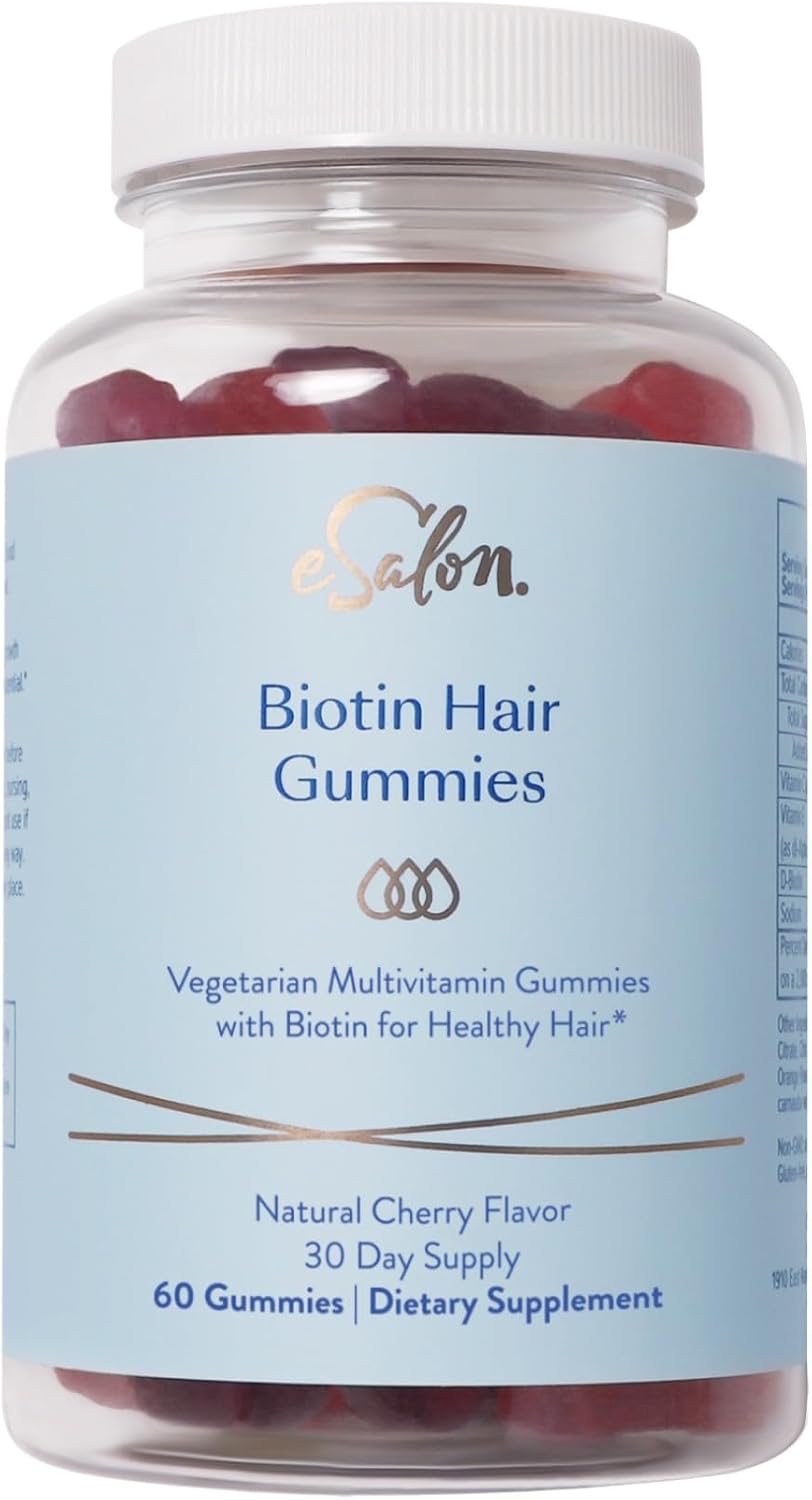 eSalon Biotin Hair Gummies, Multivitamin, Cherry Flavour, 60 Count, 30 Day Supply - görsel 1