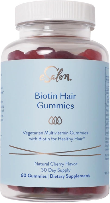 eSalon Biotin Hair Gummies, Multivitamin, Cherry Flavour, 60 Count, 30 Day Supply
