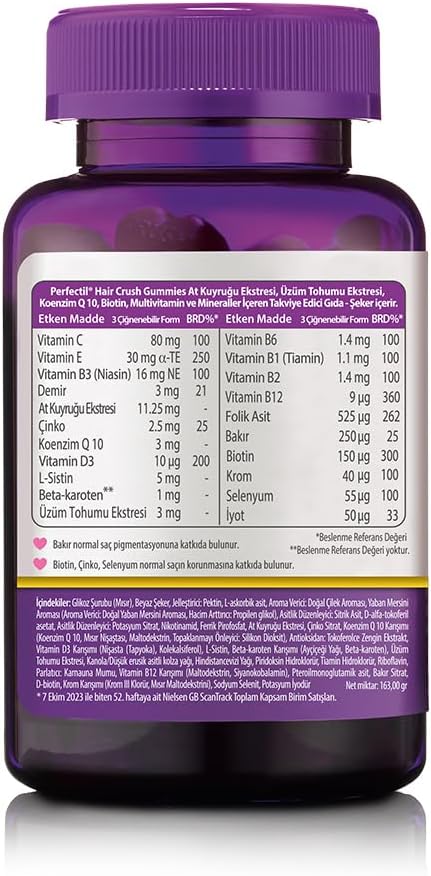 Perfectil Hair Crush Vitamin Gummies - Hair Growth and Thickening Formula - görsel 4