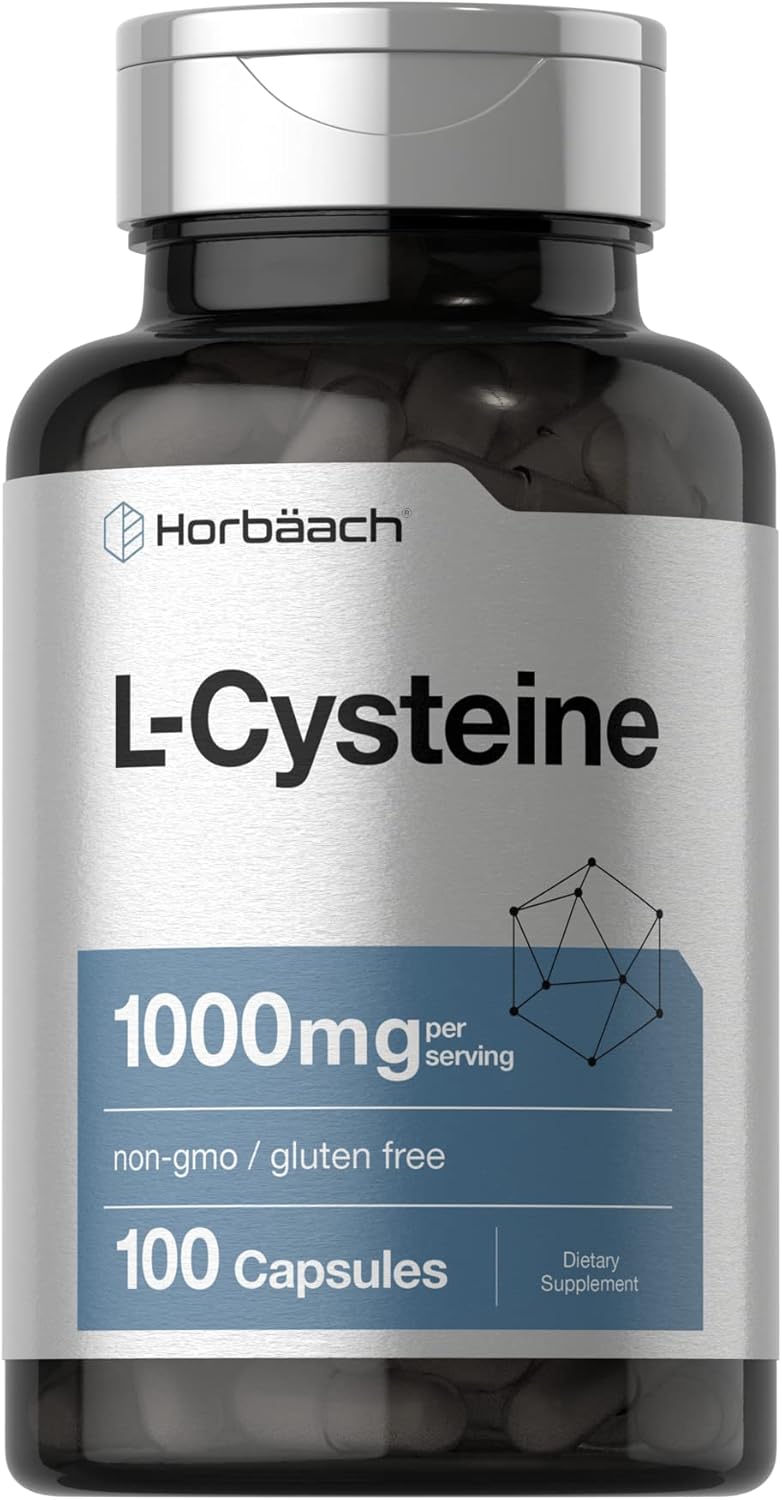 Horbäach L-Cysteine 1000mg - 100 Powder Capsules - Non-GMO, Gluten-Free Supplement - görsel 1