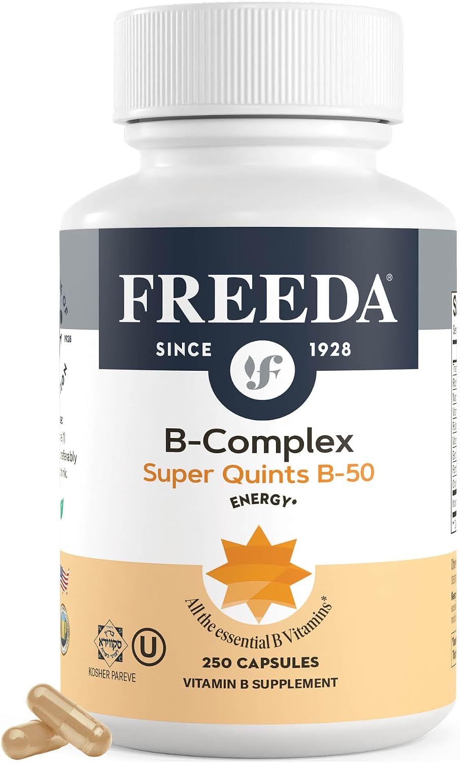 FREEDA Vitamin B-50 Complex – Super Quints B-Complex, Vegan, 100 Capsules - görsel 7
