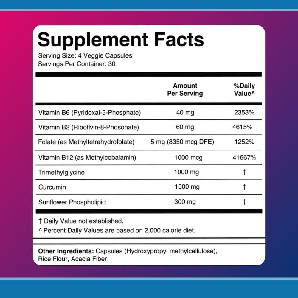 Divine Health Brain Zone Basic – Active B-Vitamins, Trimethylglycine, Curcumin – 120 Capsules - görsel 8