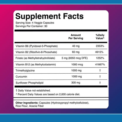 Divine Health Brain Zone Basic – Active B-Vitamins, Trimethylglycine, Curcumin – 120 Capsules