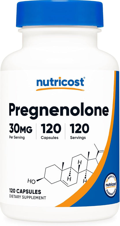 Nutricost Pregnenolone 30mg, 120 Capsules - Non-GMO, Gluten-Free, Vegetarian Capsules