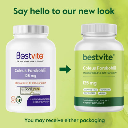 BESTVITE Coleus Forskohlii 125 mg – 20% Forskolin (120 Vegetarian Capsules)