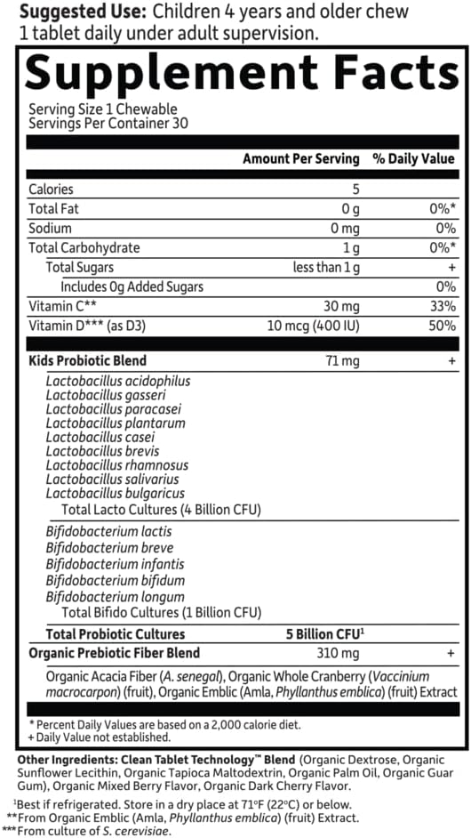 Garden of Life Dr. Formulated Probiotics Organic Kids+ - Berry Cherry, 30 Chewables - görsel 6
