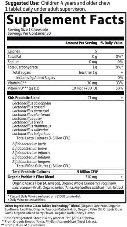 Garden of Life Dr. Formulated Probiotics Organic Kids+ - Berry Cherry, 30 Chewables