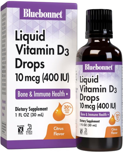Bluebonnet Liquid Vitamin D3 Drops 400 IU, Citrus, 30ml