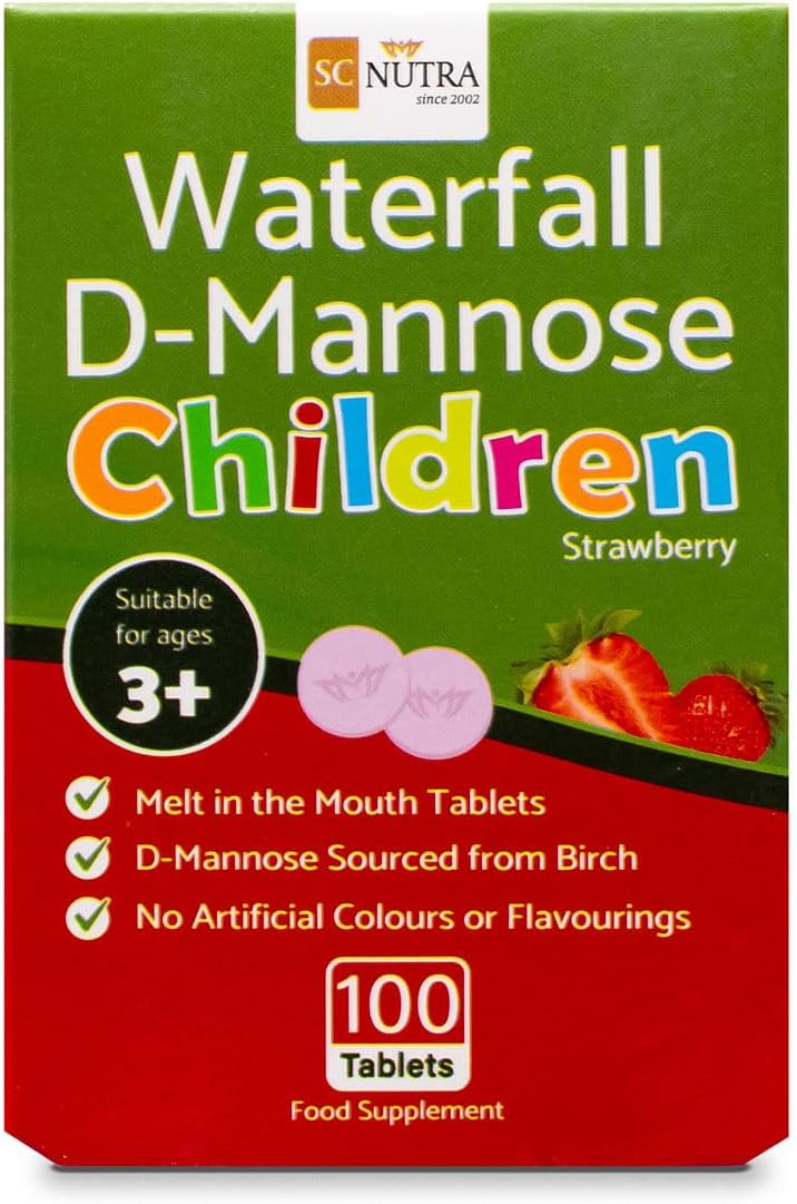 Waterfall D-Mannose Children Melt-in-the-Mouth Tablets, Strawberry, 100 Tablets - görsel 1