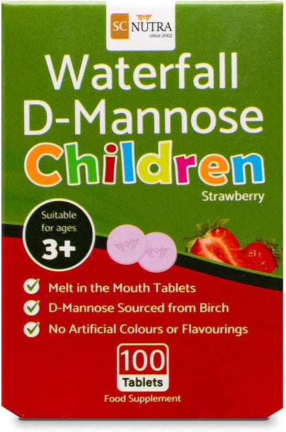 Waterfall D-Mannose Children Melt-in-the-Mouth Tablets, Strawberry, 100 Tablets