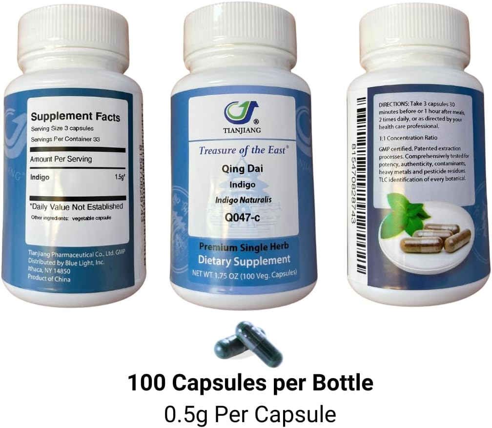 Indigo - Qing Dai Capsules (1:1 Herbal Extracts, 100 Capsules) - görsel 5