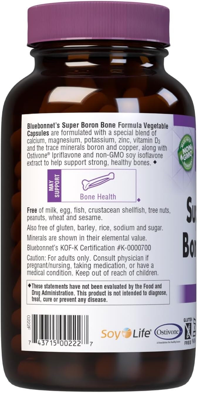 Bluebonnet Super Boron Bone Formula Vegetarian Capsules, 240 Capsules - görsel 3