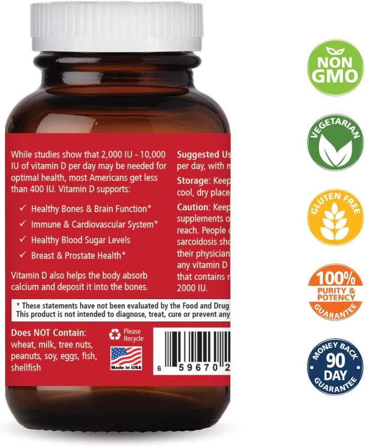 Pure Essence Labs Vitamin D3 5000 IU – 30 Vegetarian Capsules - görsel 2