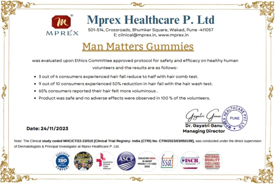 Man Matters Biotin Hair Gummies for Men – Strawberry Flavour with Vitamin A, C, E & Zinc – 60-Day Supply - görsel 7