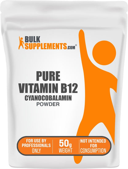 Pure Vitamin B12 Powder (Cyanocobalamin) - 50g